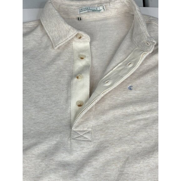 Criquet Collared Sweatshirt Men’s L Heathered Oatmeal Rugby ¼ Button Stretch - Picture 7 of 16